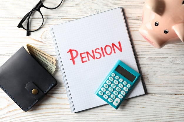 A close-up of a calculator and pen resting on a financial document, emphasizing careful calculation and planning for retirement savings.