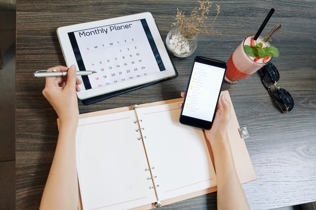 A calendar with several dates circled, representing bill due dates, placed next to a smartphone displaying a payment reminder notification.