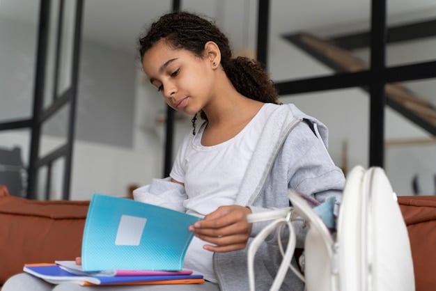 A student happily receiving an acceptance letter and scholarship award notification in a brightly lit dorm room, with a laptop open showing a college website.