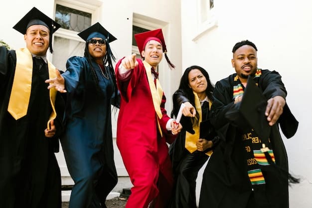 A diverse group of graduates celebrating their graduation, symbolizing the culmination of their educational investment and the start of their careers.