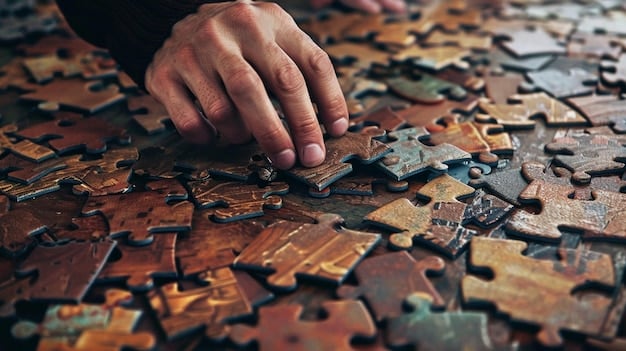 A hand placing a puzzle piece labeled 