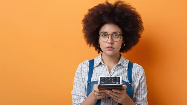 A student looking at a financial aid award letter with a calculator next to it, showcasing the potential impact of unexpected income on aid amounts.
