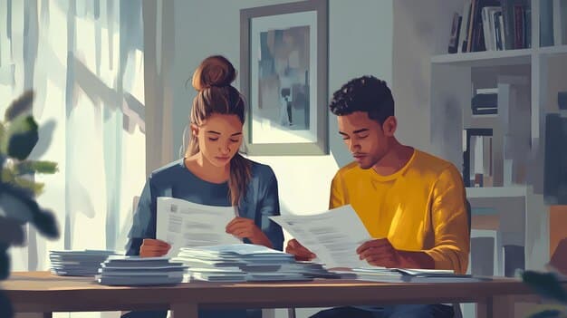 A person confidently signing a student loan rehabilitation agreement with a government official. The documents are neatly organized, symbolizing a structured approach to debt management.