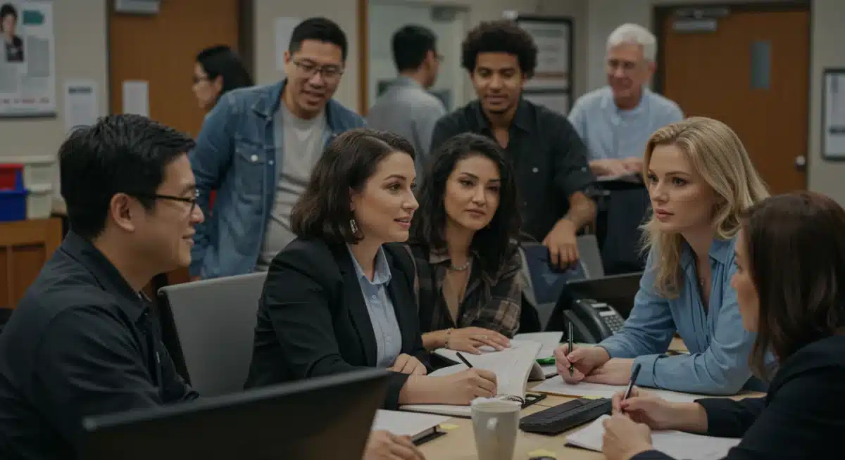 Financial aid counselors assisting diverse individuals with finding relief