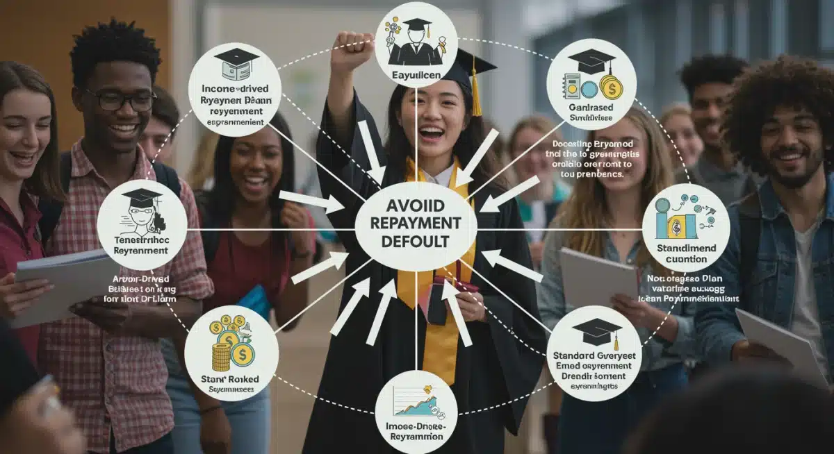 Infographic showing various student loan repayment plans to help avoid default.