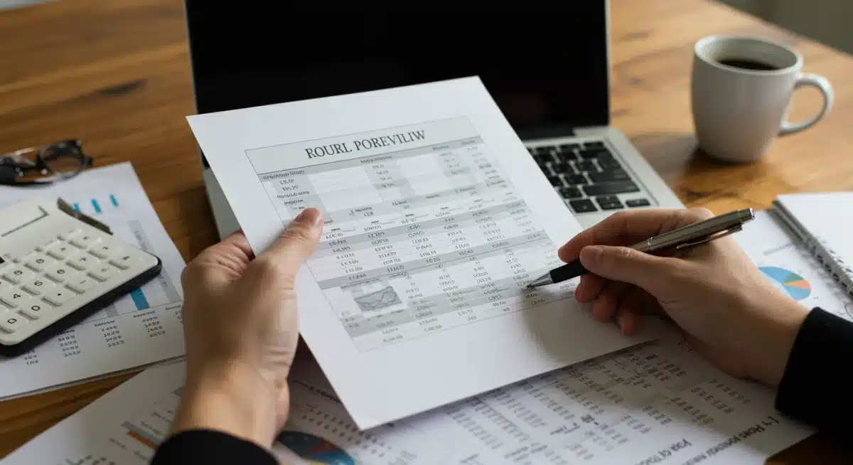 Person reviewing financial spreadsheet on laptop