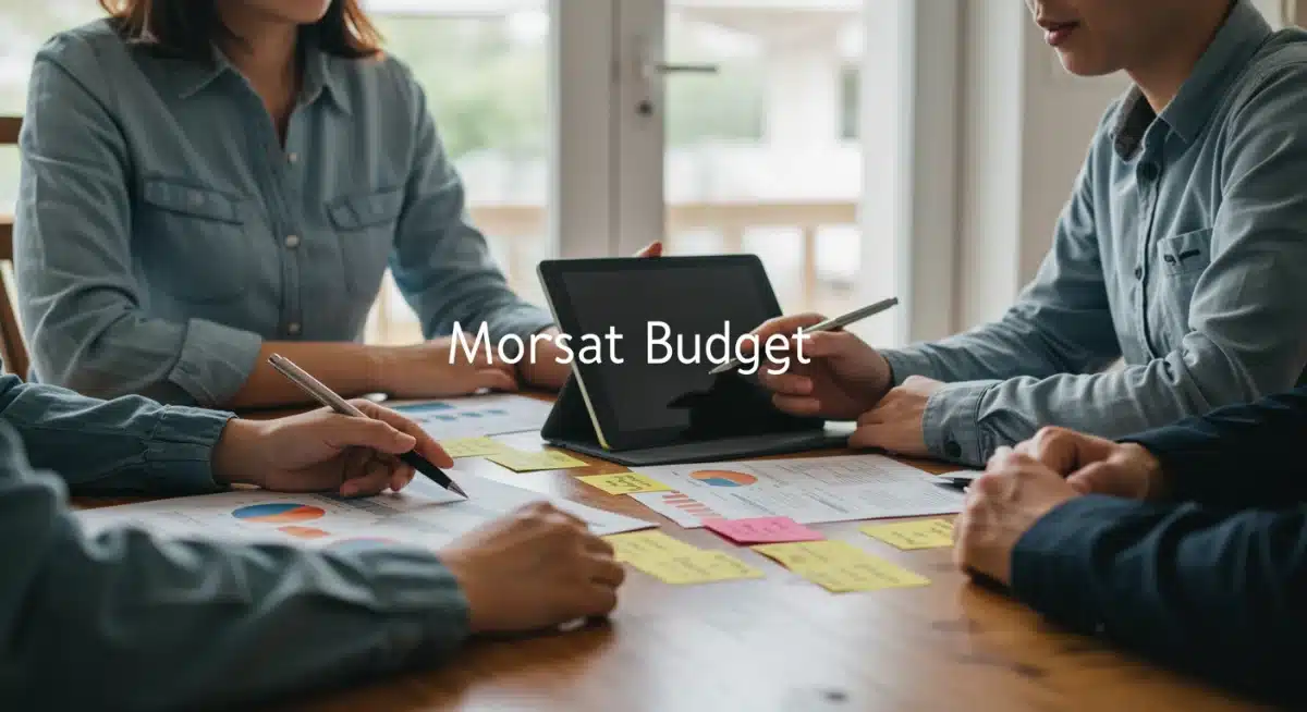 Family budgeting discussion at kitchen table