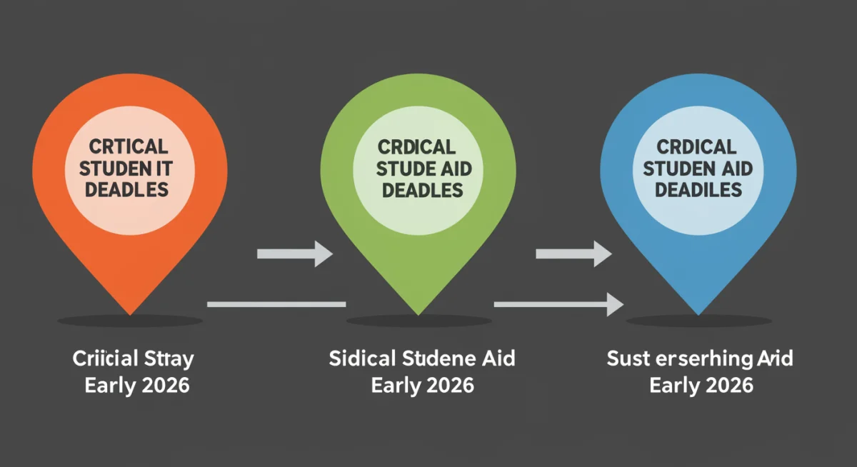 Timeline showing three critical federal student aid deadlines for early 2026