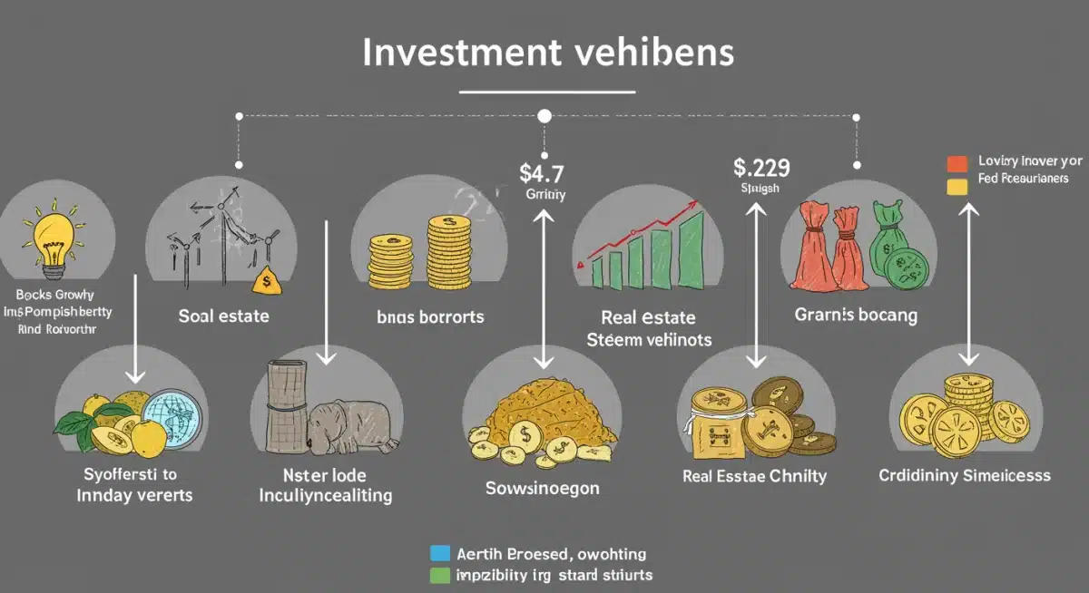 Diverse investment portfolio showing stocks, bonds, real estate, and commodities, designed for inflation protection.