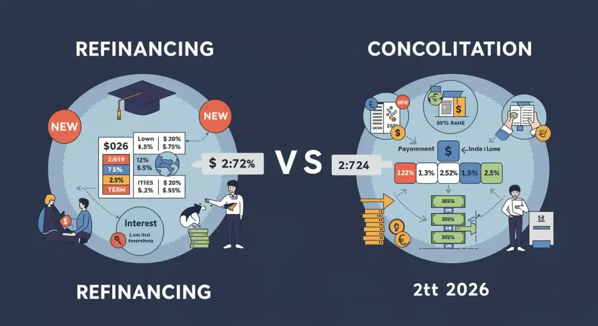 Infographic comparing student loan refinancing and consolidation features