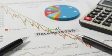 Financial calendar highlighting December 31, 2026, with investment charts and tax documents, illustrating tax loss harvesting strategy.