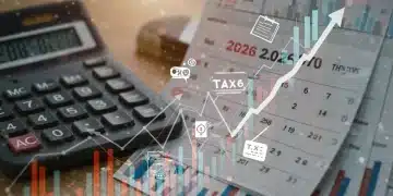 Financial chart with 2026 calendar and tax documents, representing Alternative Minimum Tax planning