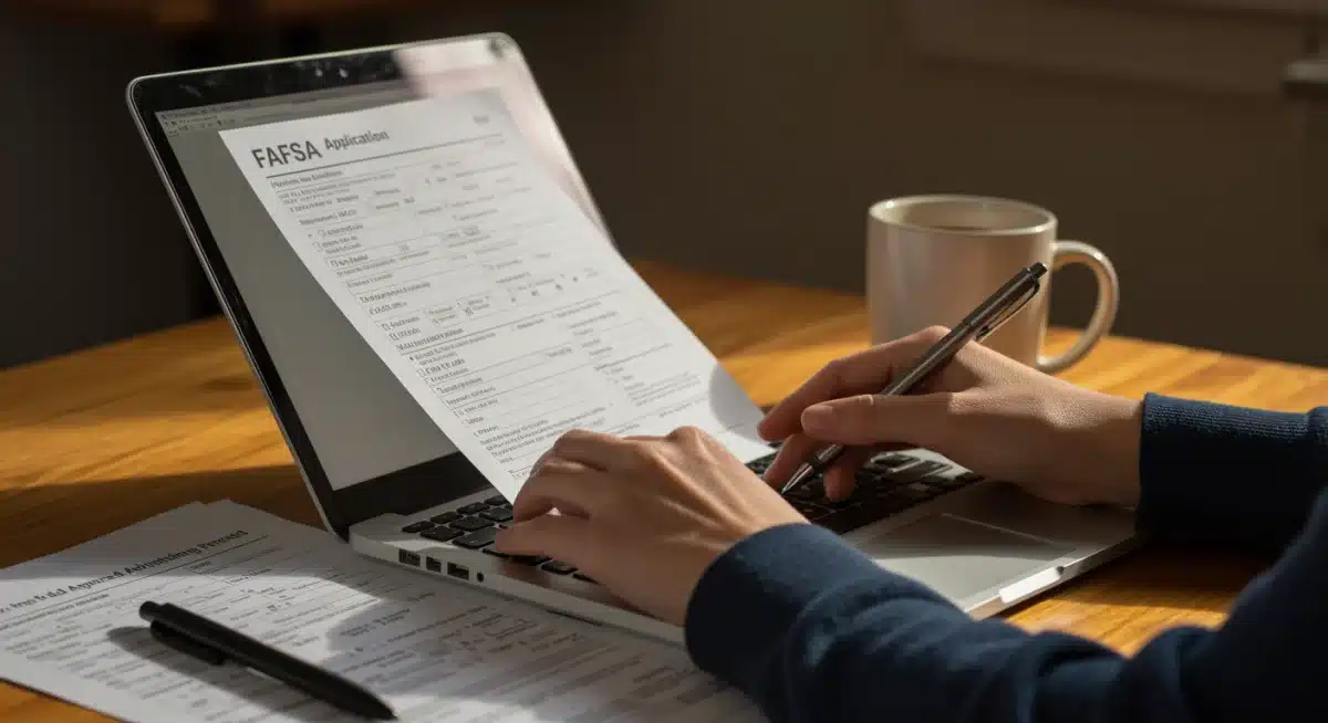 Person filling out FAFSA form on laptop