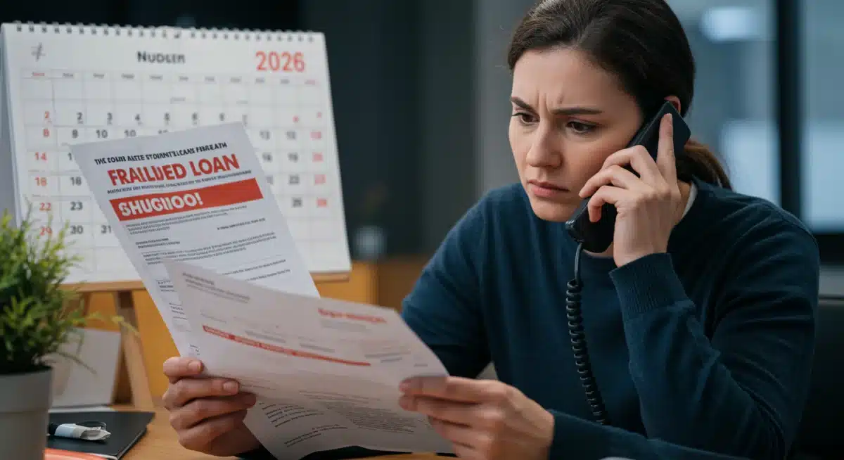 Person on phone questioning a fraudulent student loan offer document