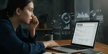 Student reviewing FAFSA forms on a laptop, contemplating financial aid changes