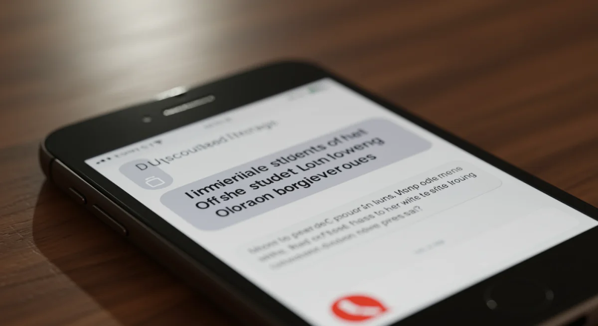 Suspicious text message offering instant student loan forgiveness