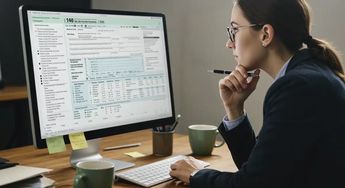 Person calculating taxes on a computer, deep in thought about AMT implications