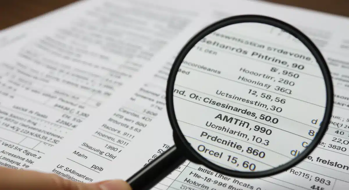 Magnifying glass examining complex tax form details for AMT compliance