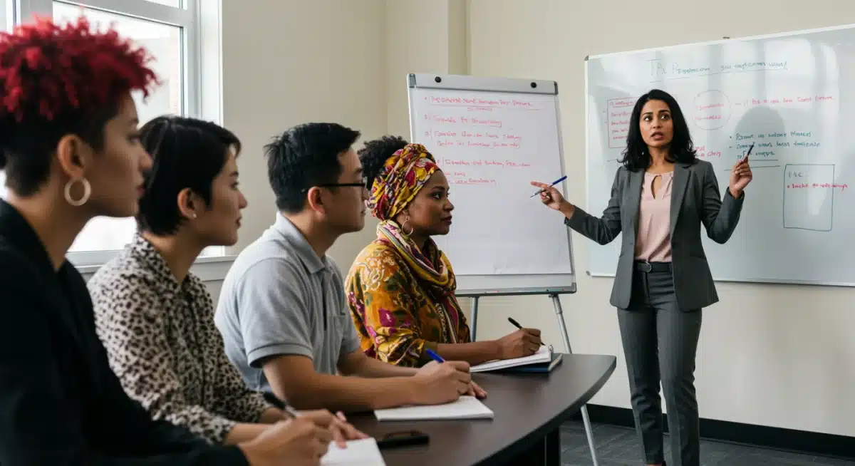People learning about tax planning and financial literacy at a seminar.