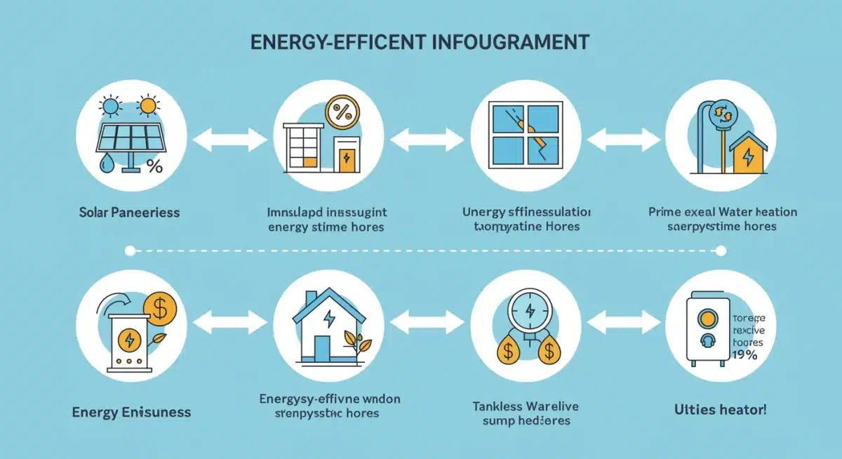 Infographic showing different energy-efficient home improvements and their associated tax credit savings.