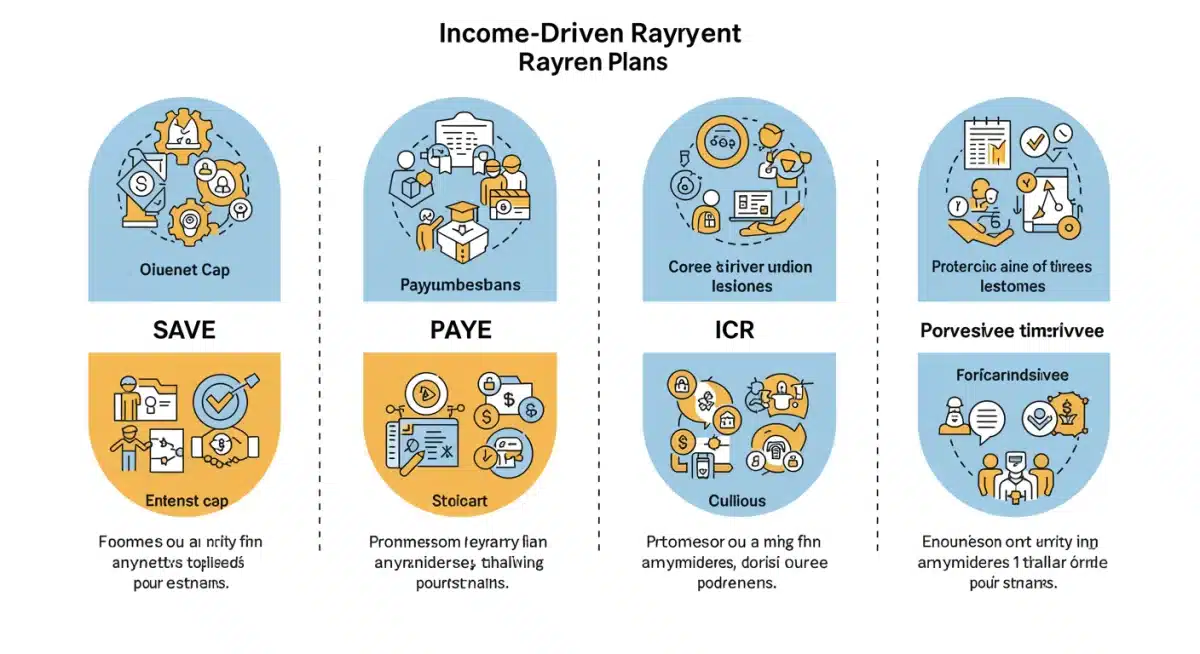 Infographic comparing SAVE, PAYE, IBR, and ICR student loan plans