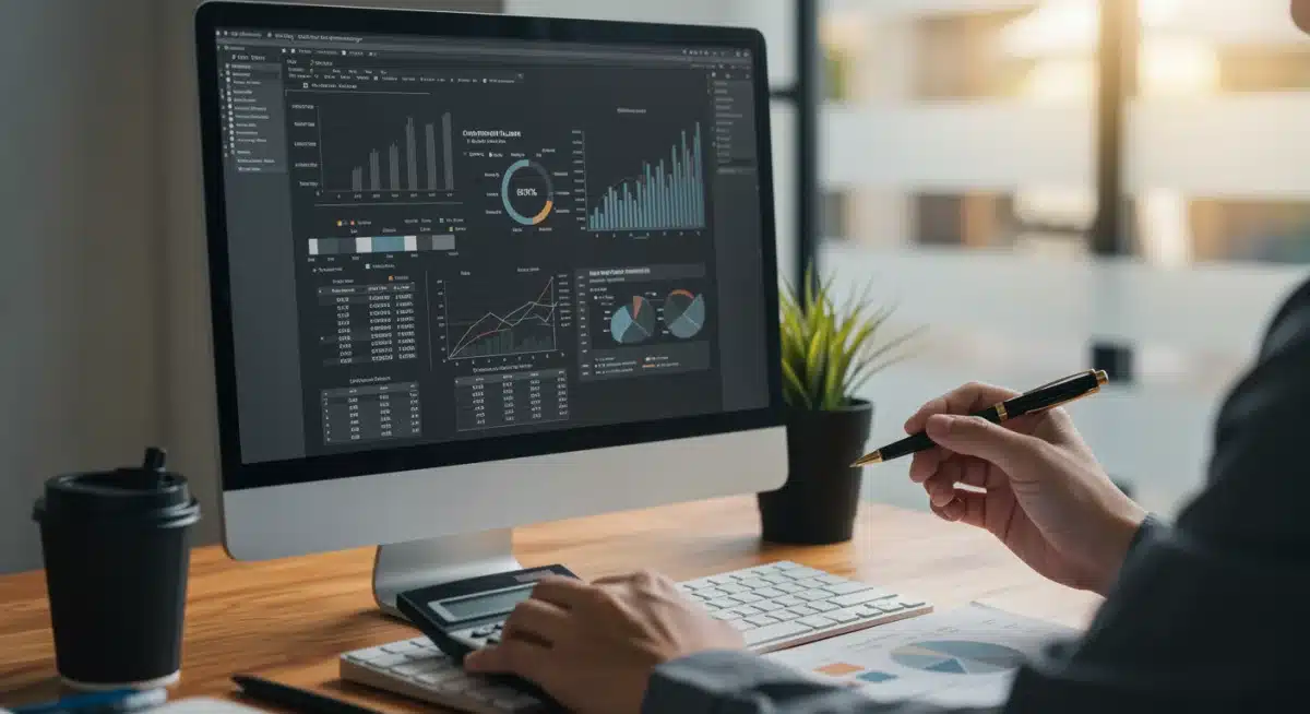Individual calculating student loan payments with a spreadsheet