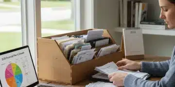 Detailed financial planning for 2026 with documents, laptop, and piggy bank