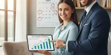Financial advisor explaining 2026 tax savings strategies on a tablet.