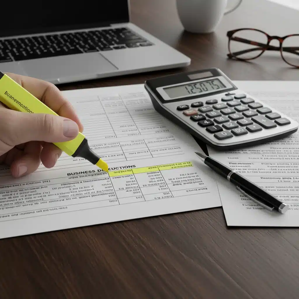 Hand highlighting business deductions on a tax form for 2026 changes.