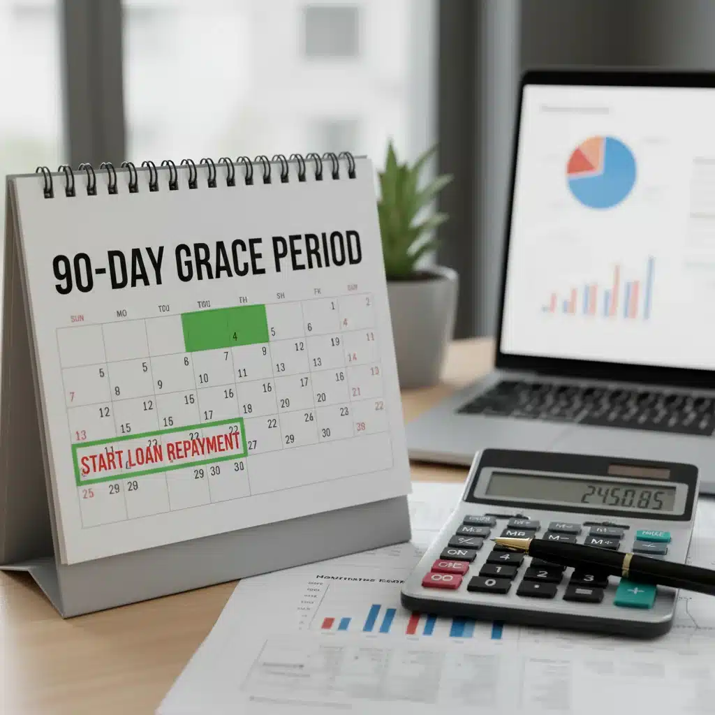 Calendar marking 90-day student loan grace period