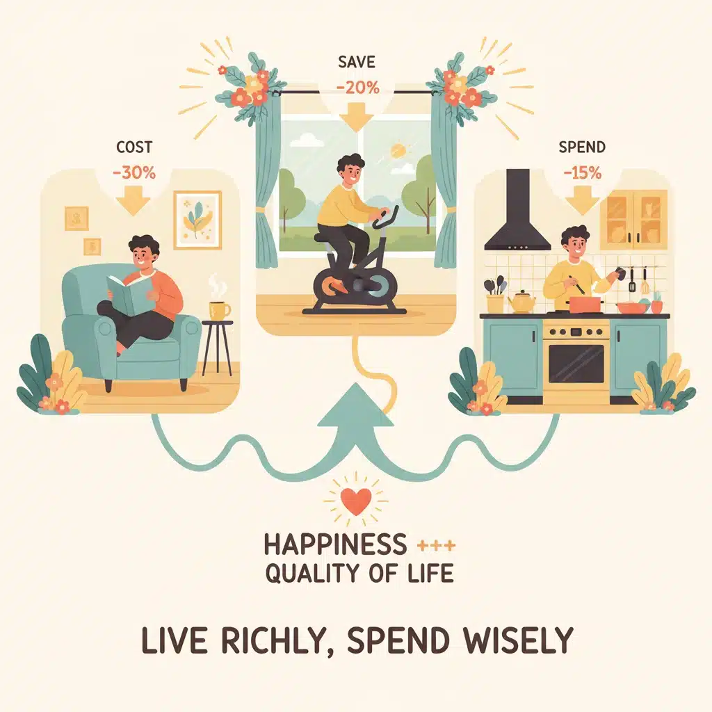 Infographic illustrating quality of life with reduced spending