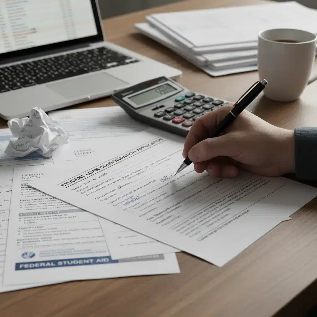 Filling out student loan consolidation application form