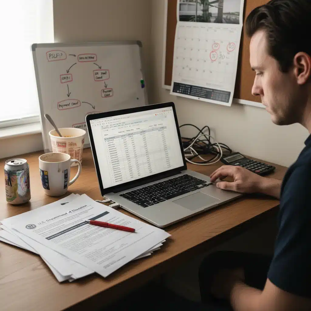 Borrower reviewing student loan statements and eligibility documents