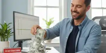 Person saving $1000 in a jar, symbolizing quick financial goal achievement.