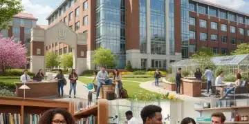 Students working in various Federal Work-Study roles on a college campus, symbolizing financial aid and career growth.