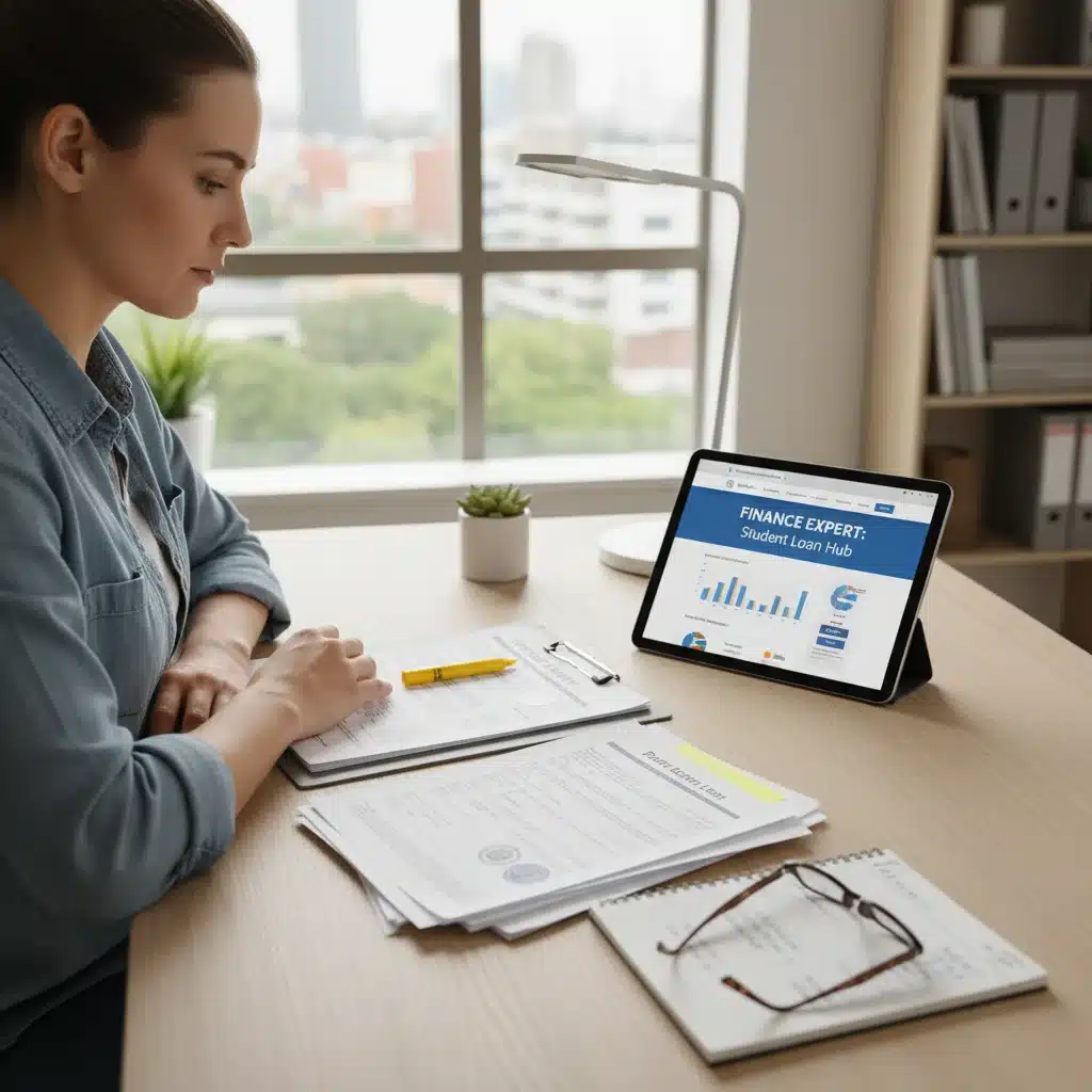 Person verifying student loan information with official documents and a trusted financial website.